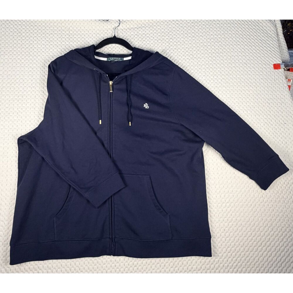 Plus Size Lauren by Ralph Lauren Navy Zip Up Hoodie - Size 2X